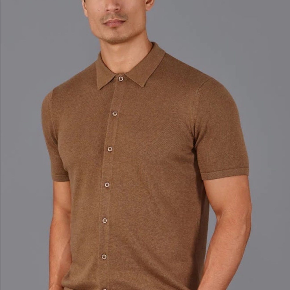 Knit polo by Paul James UK (caramel color) 100% cotton silky soft - Picture 13 of 13